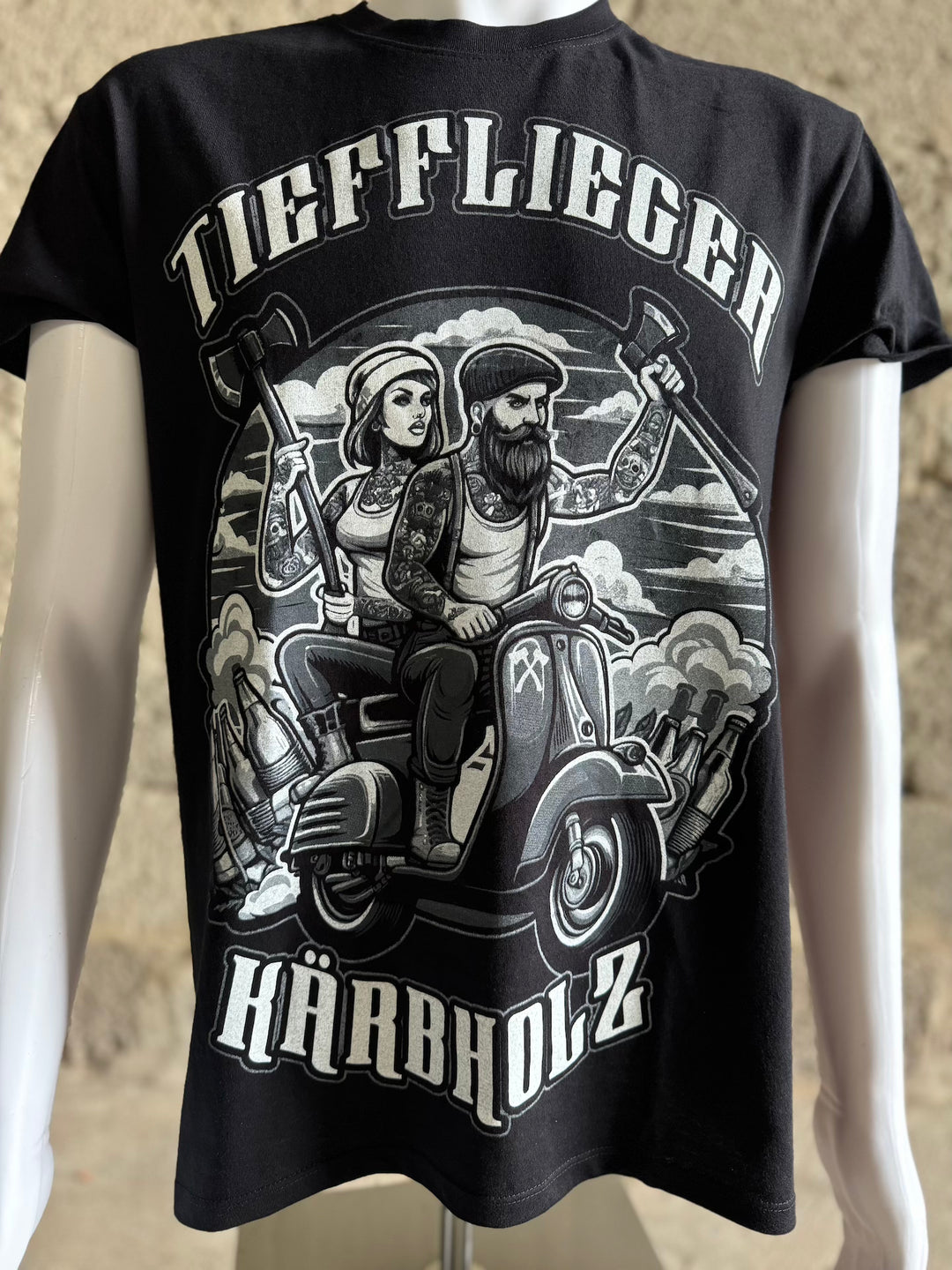 T-Shirt "Tiefflieger Schwarzweiß"